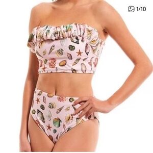 NWT ANTONIO MELANI Jennifer Sunko Family Shells Pink Seashell Bikini Top